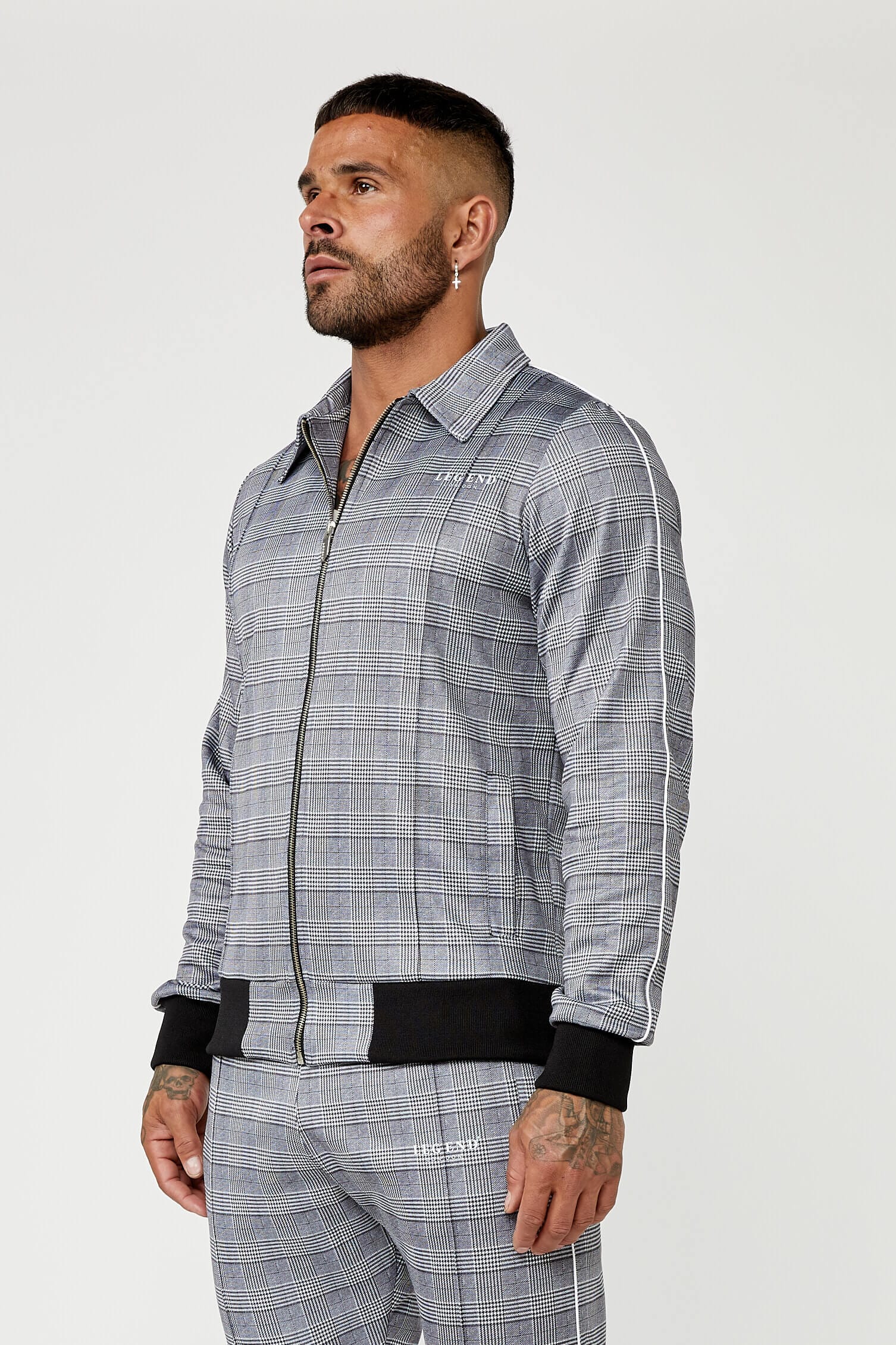 SMART TRACK JACKET IN CHECK - GREY - Image 4