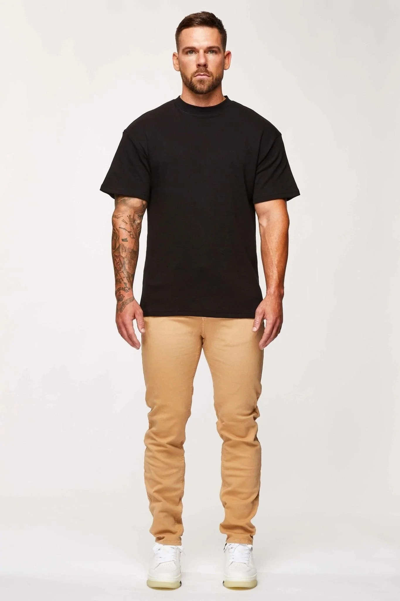 STRAIGHT LEG JEANS - BEIGE - Image 4