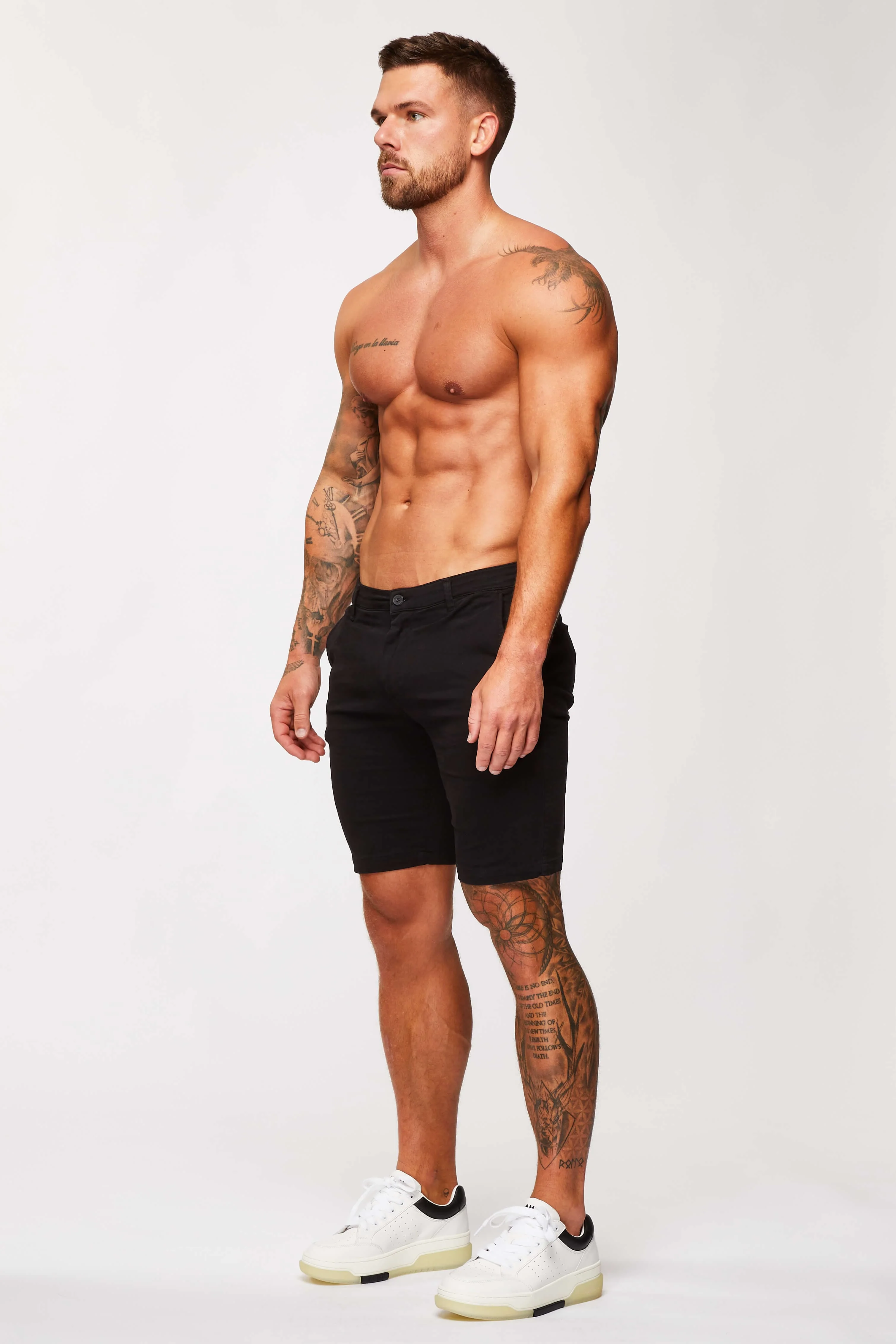 STRETCH CHINO SHORT - BLACK - Image 4