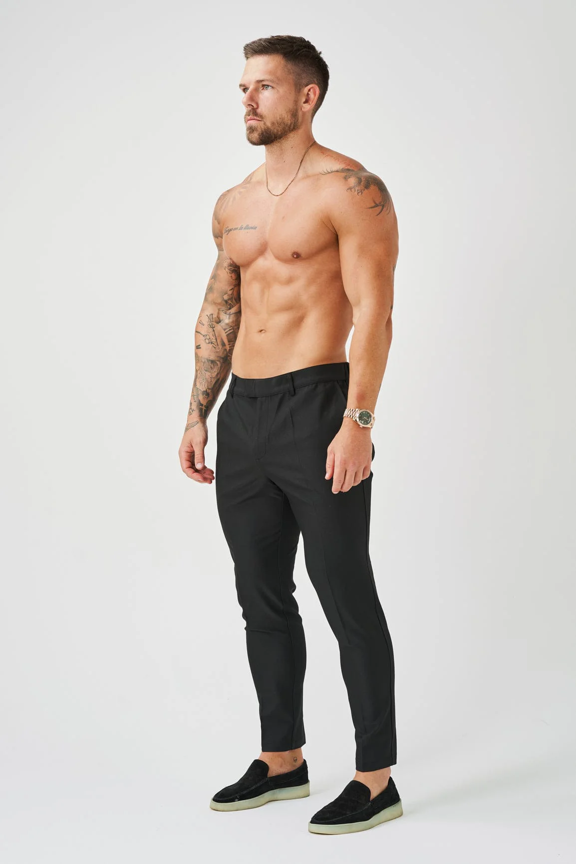 STRETCH WOVEN TROUSER - BLACK - Image 5