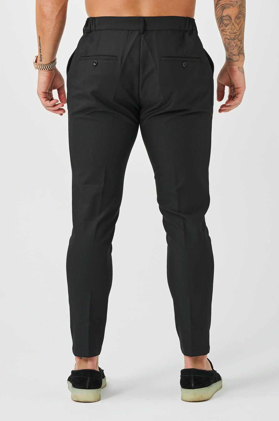 STRETCH WOVEN TROUSER - BLACK - Image 7