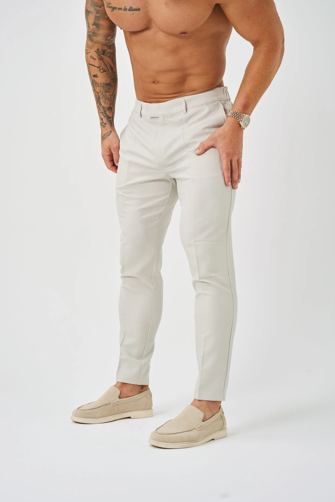 STRETCH WOVEN TROUSER - SAND - Image 6