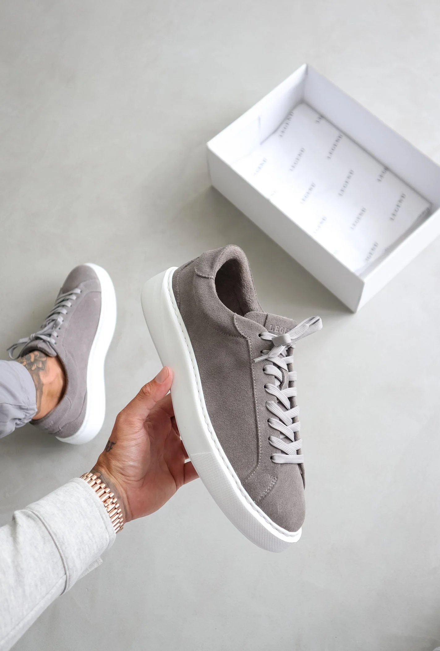 SUEDE TRAINER - DARK GREY - Image 3