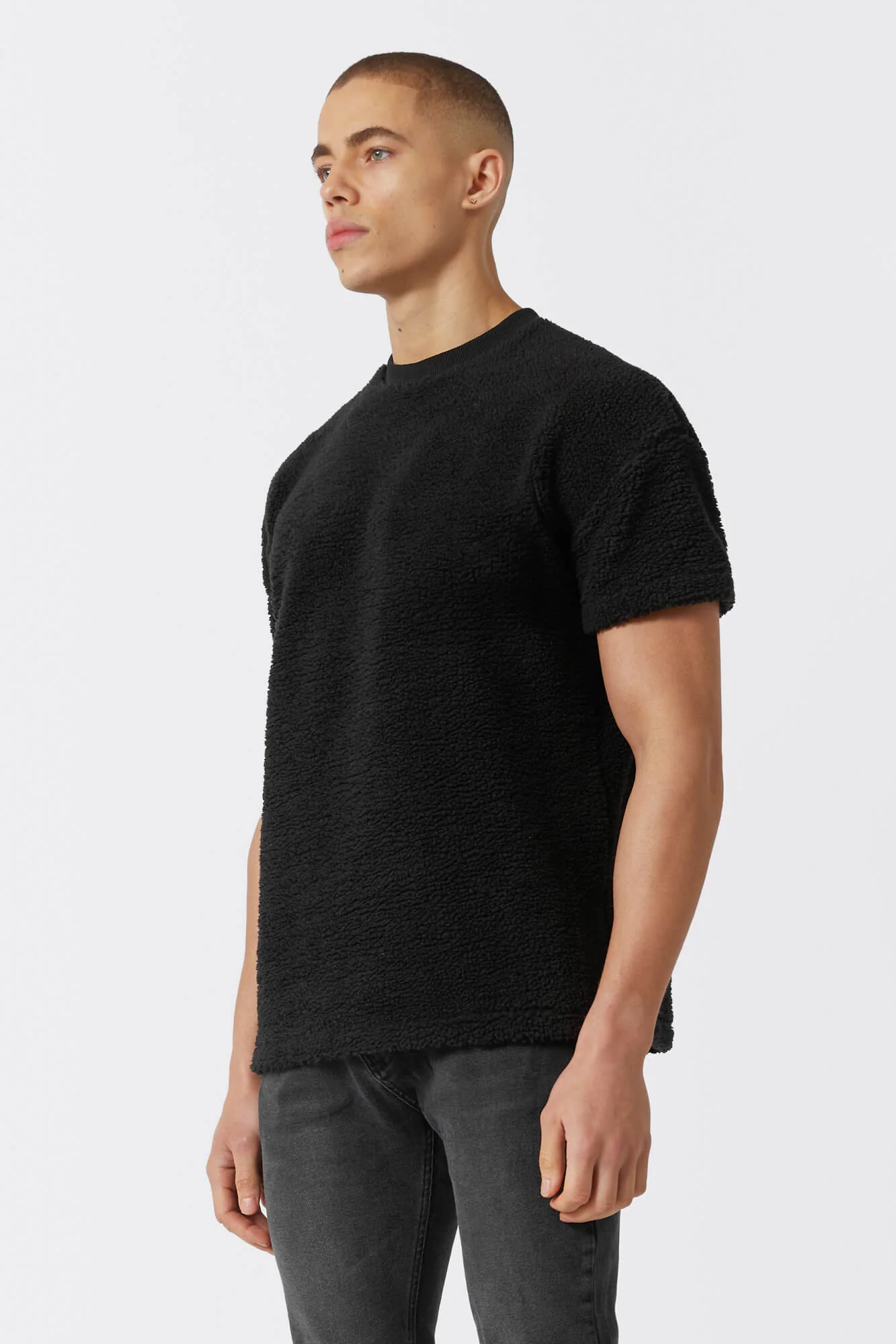 TOWELLING T-SHIRT - BLACK - Image 4