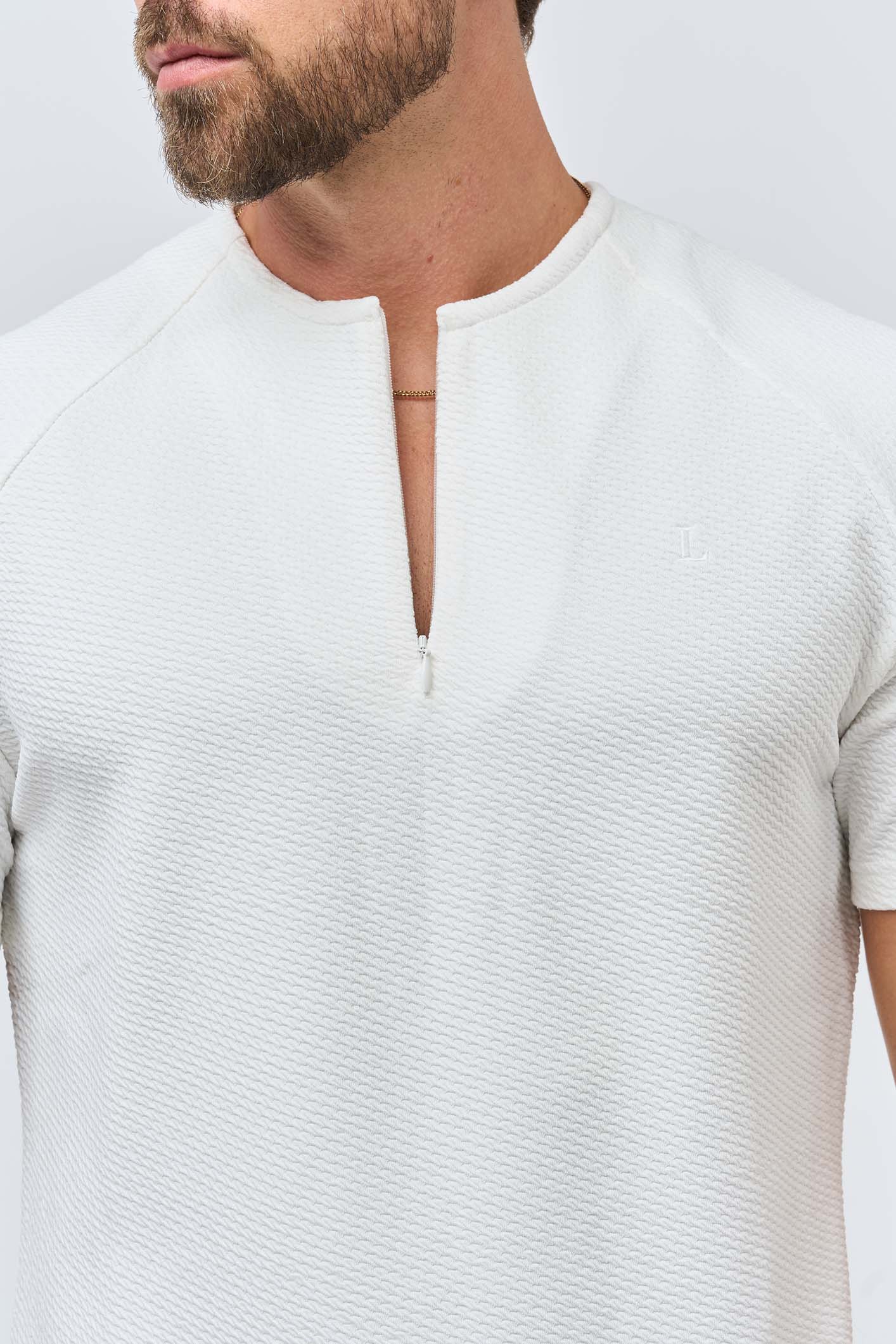 TEXTURED HENLEY TOP - WHITE - Image 2