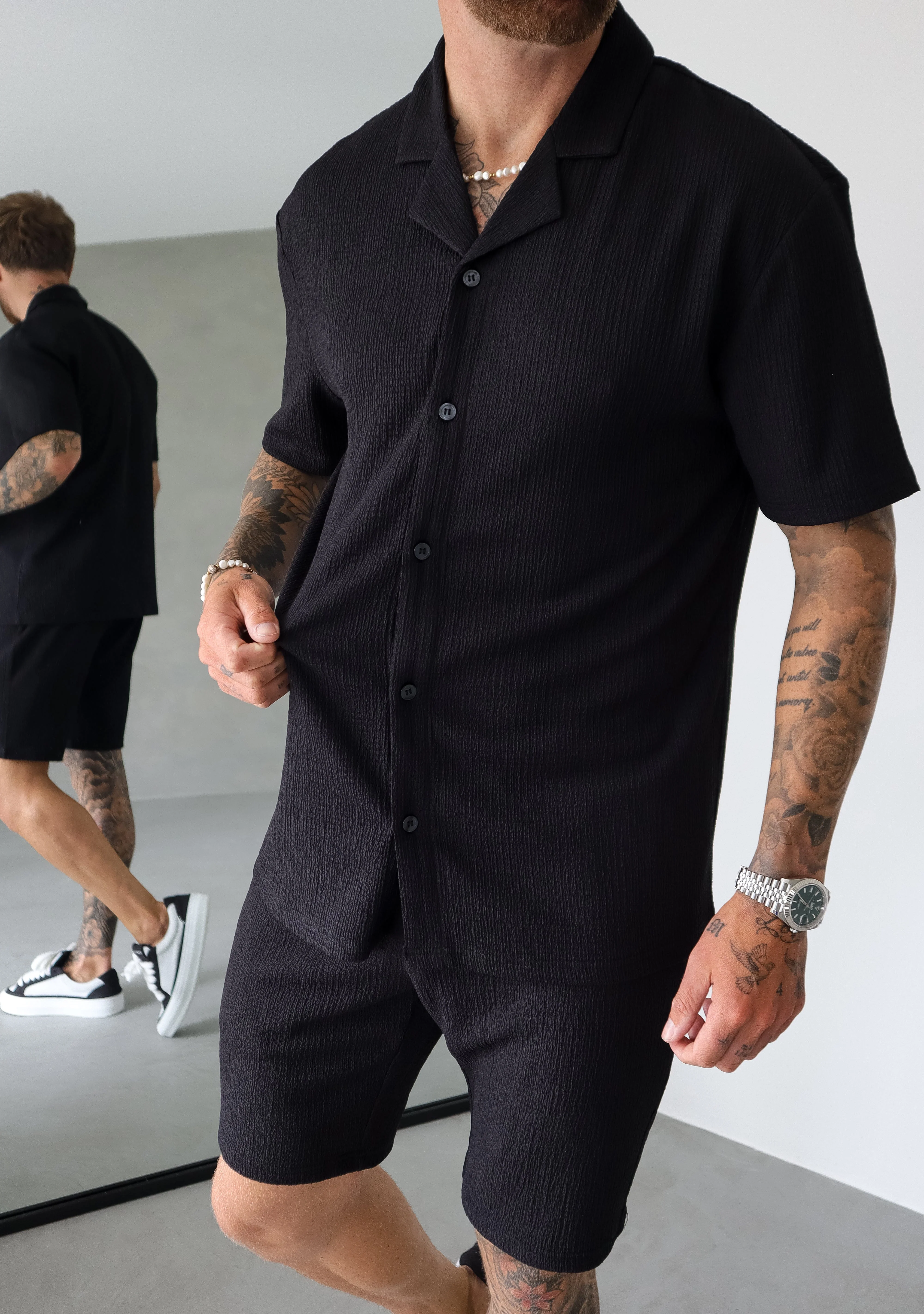 TEXTURED SHIRT - BLACK - Image 2