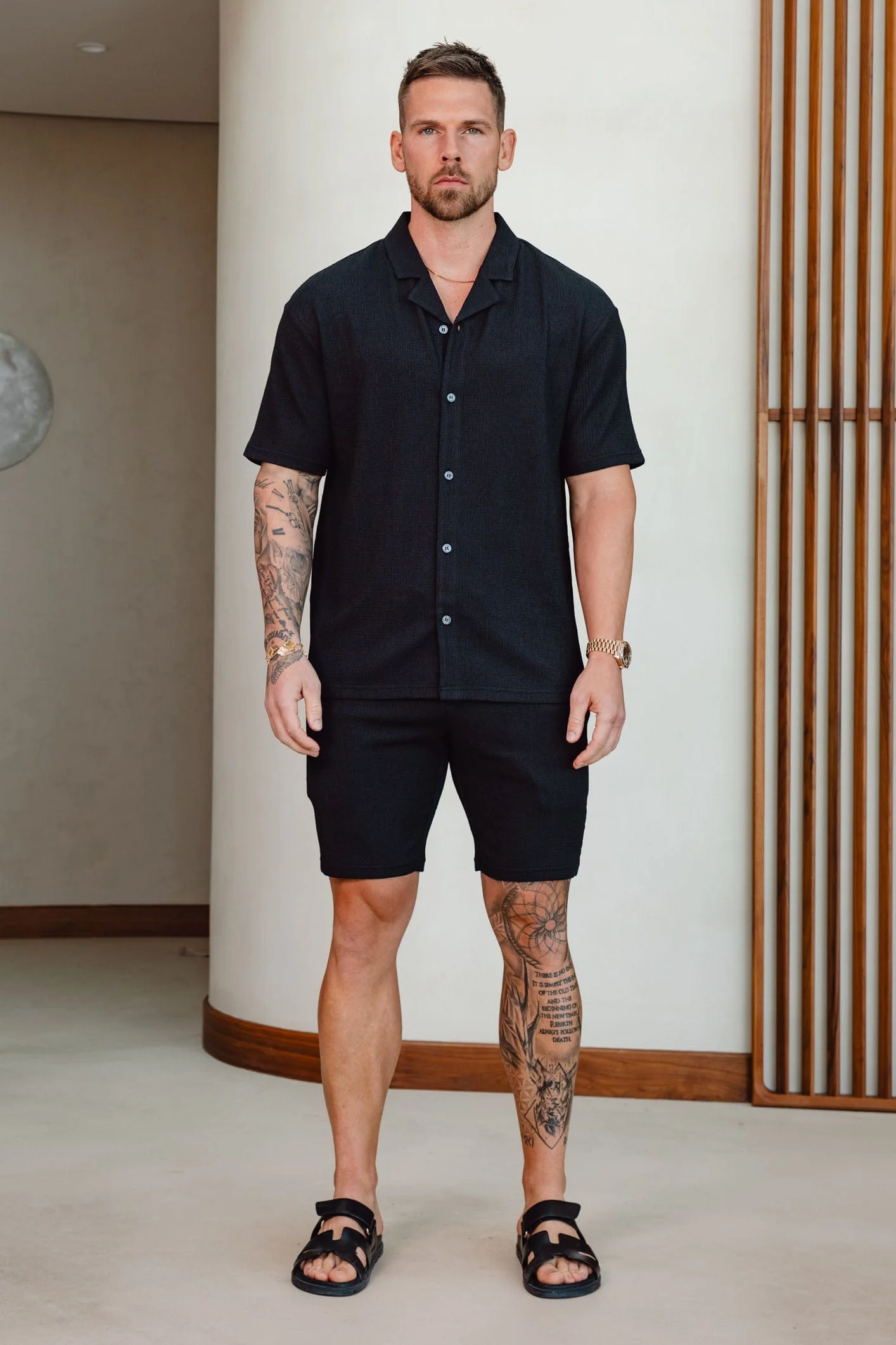 TEXTURED SHIRT - BLACK - Image 3