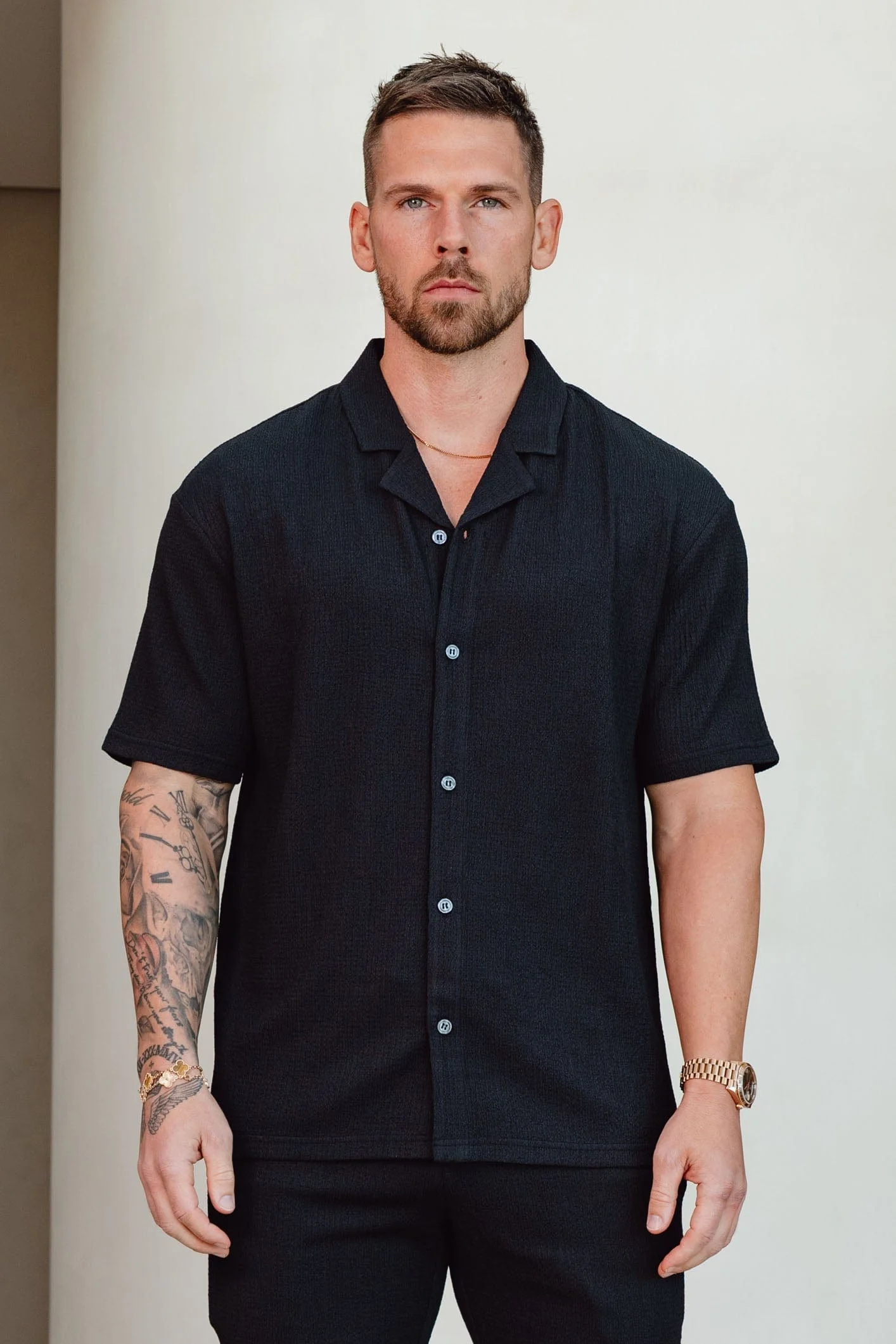 TEXTURED SHIRT - BLACK - Image 4