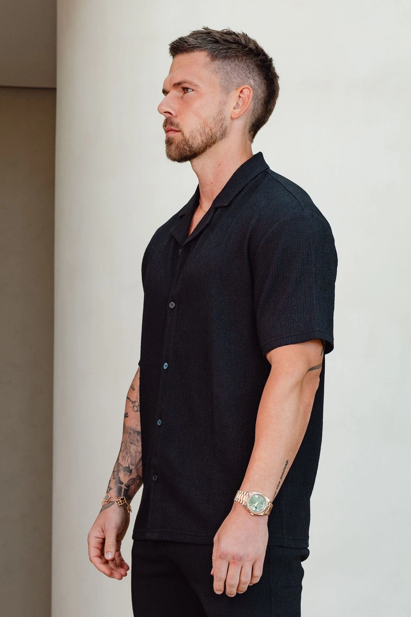 TEXTURED SHIRT - BLACK - Image 5
