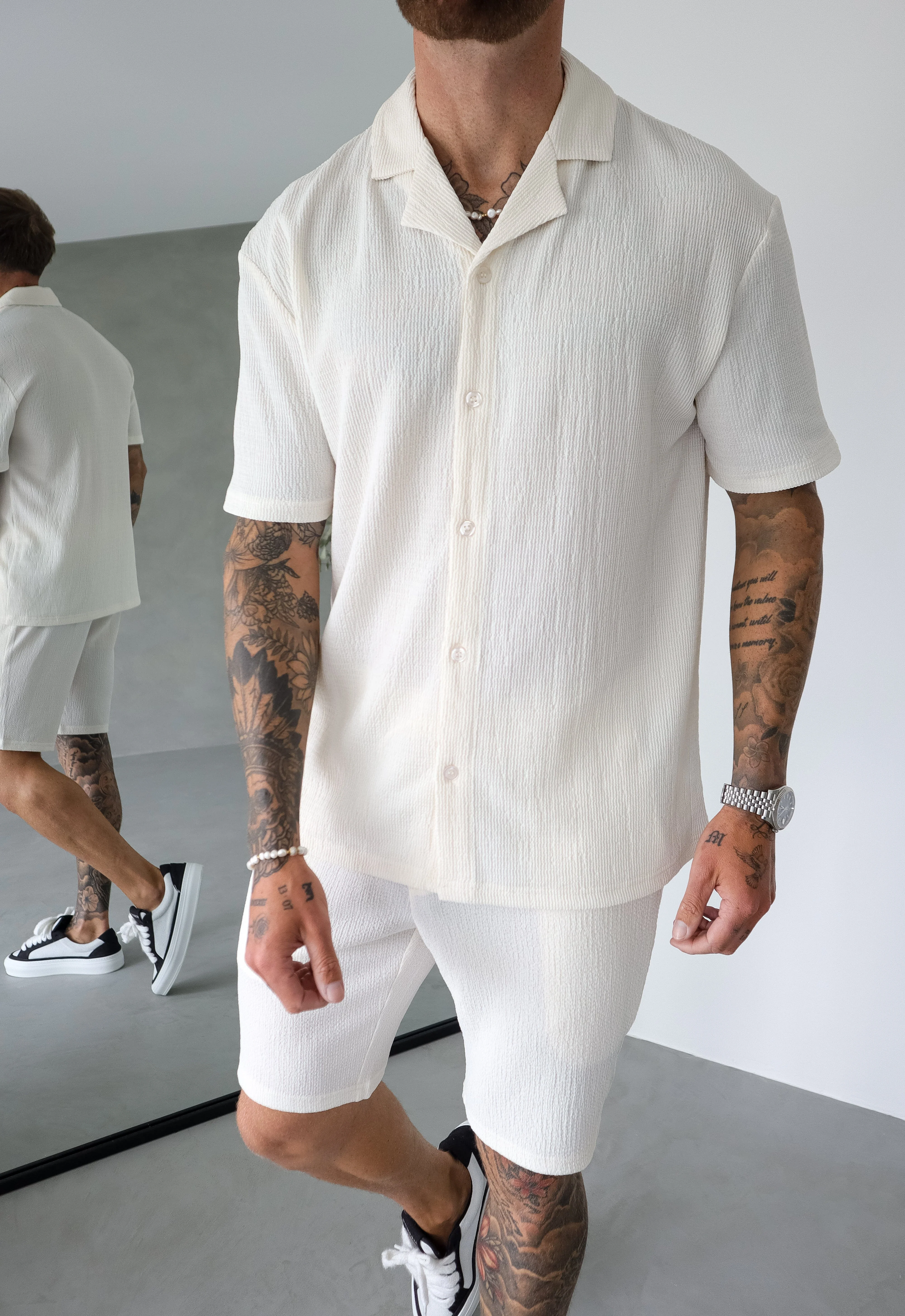 TEXTURED SHIRT - OFF WHITE - Image 3