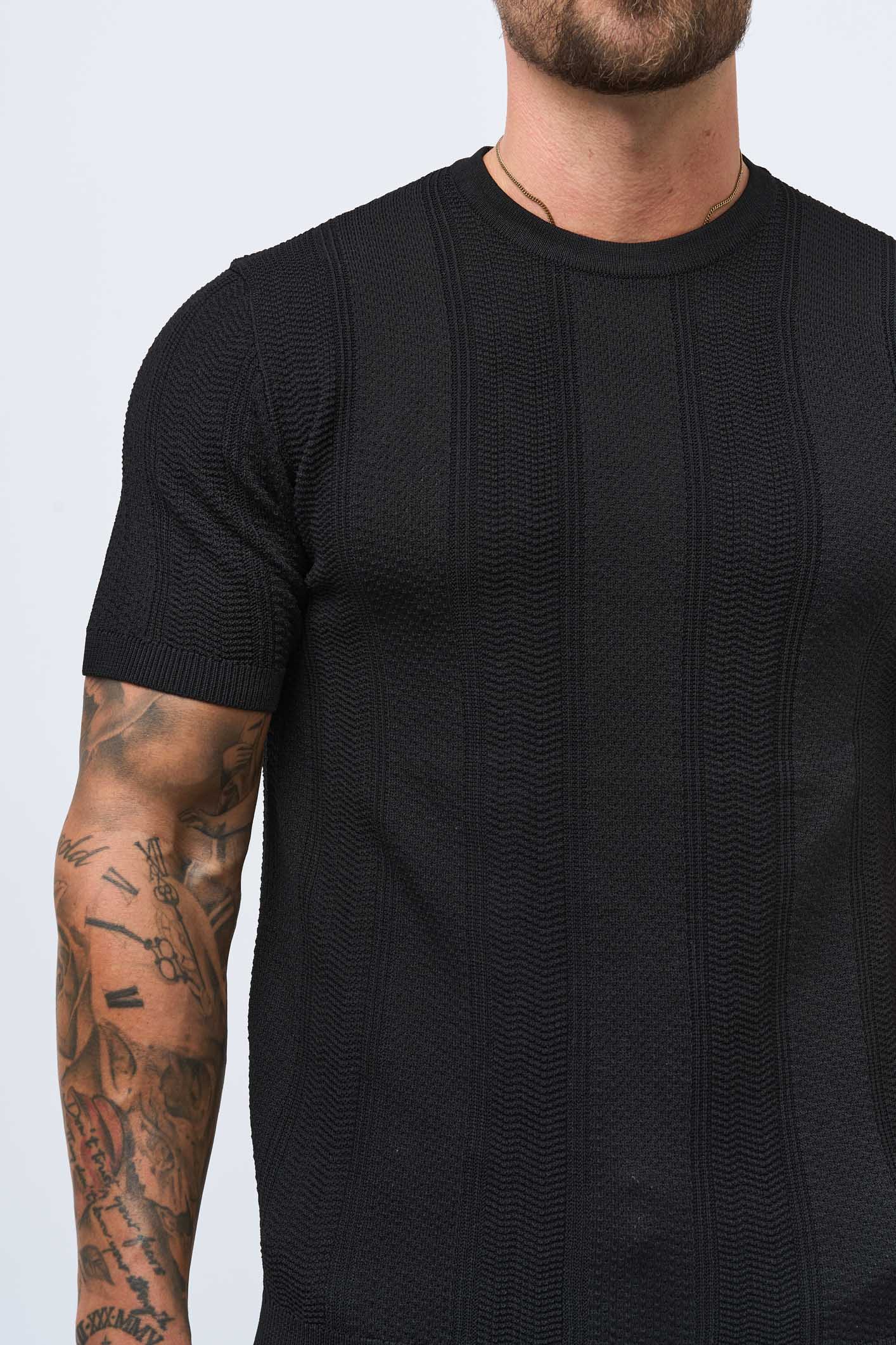 TEXTURED TEE - BLACK - Image 2
