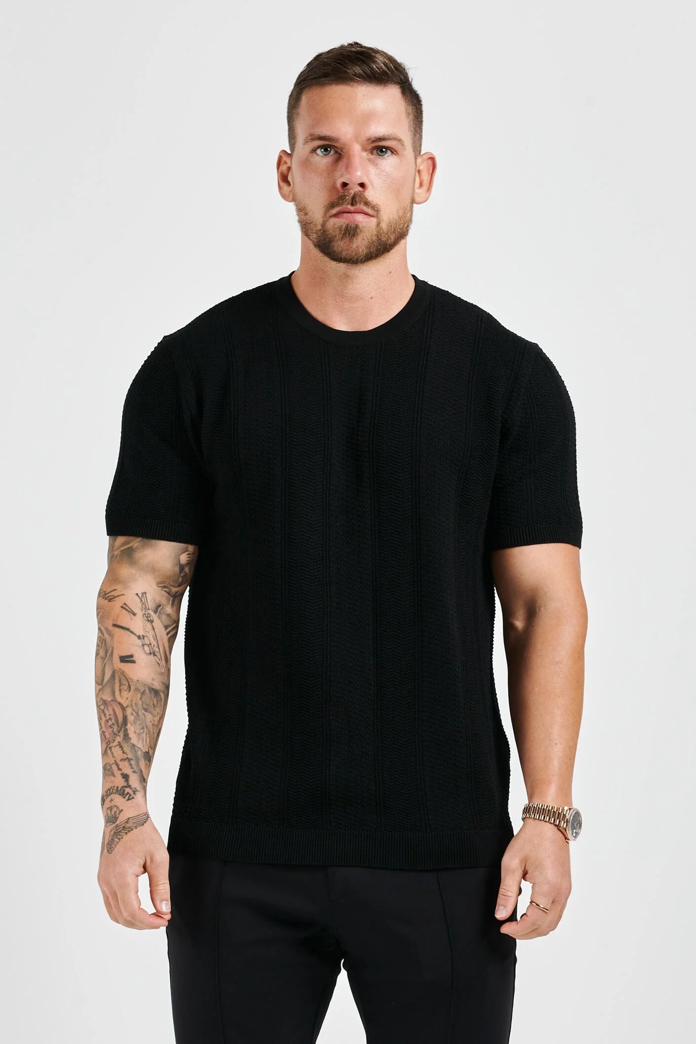TEXTURED TEE - BLACK - Image 4