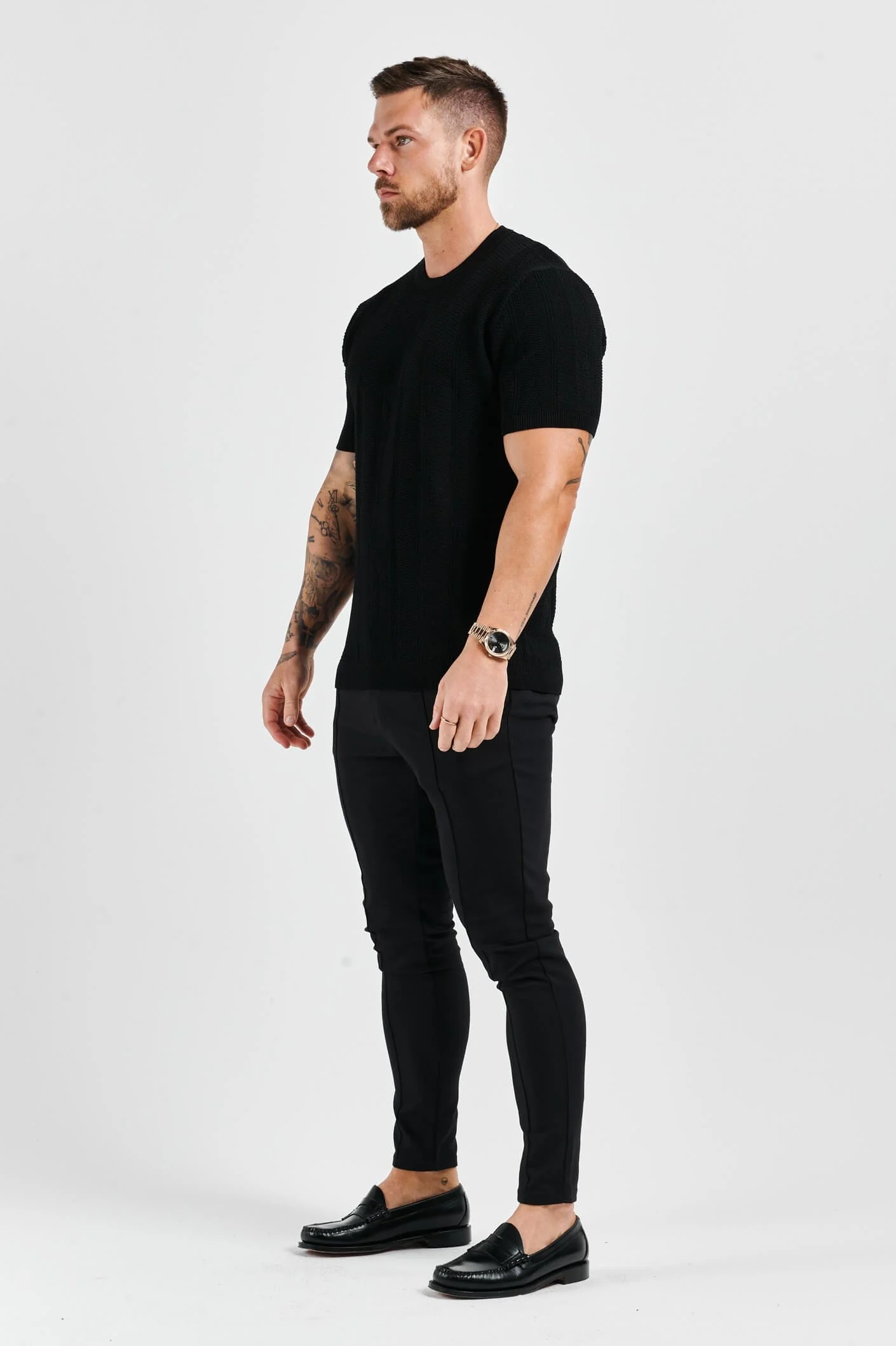 TEXTURED TEE - BLACK - Image 5