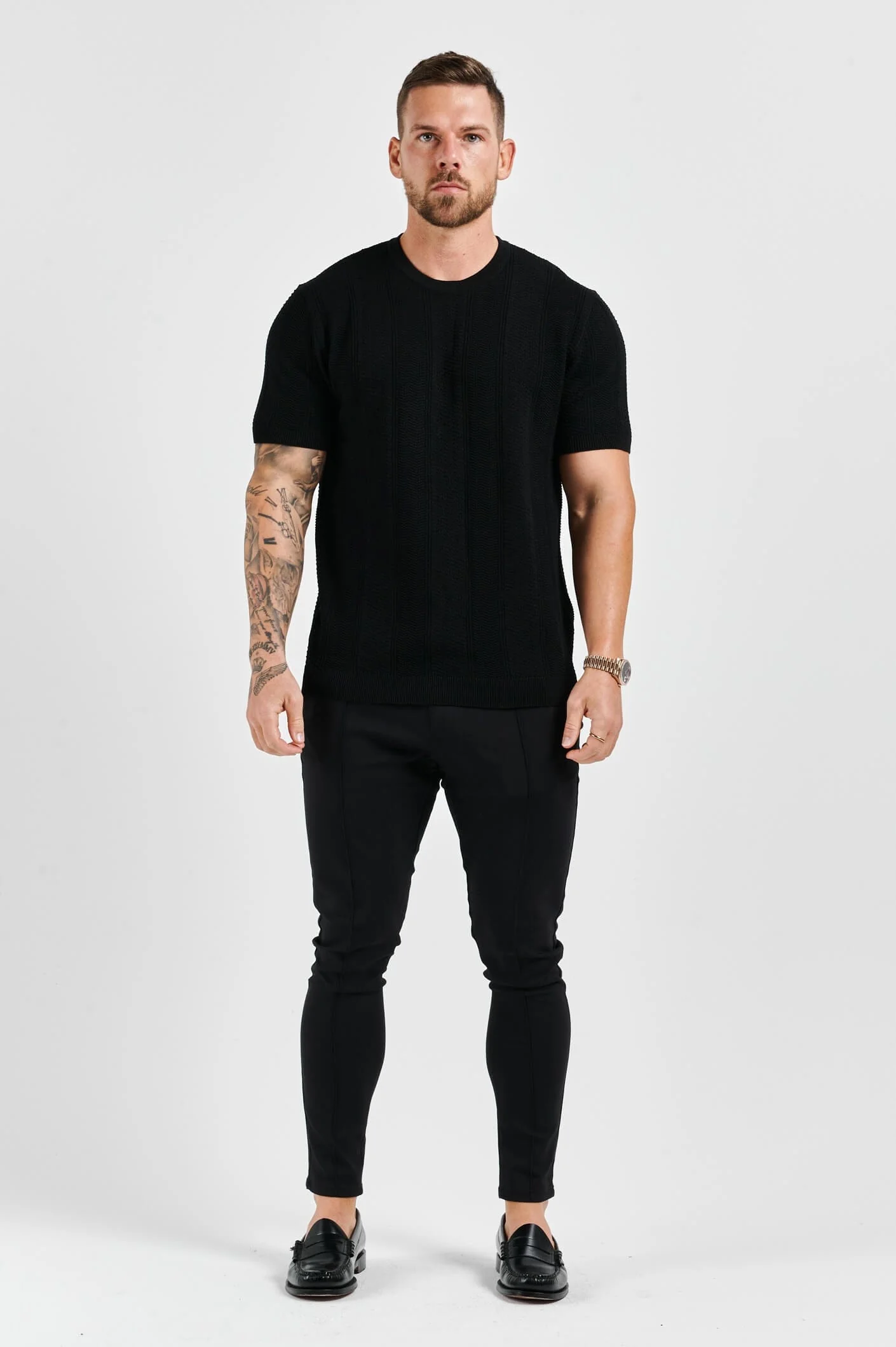 TEXTURED TEE - BLACK - Image 6