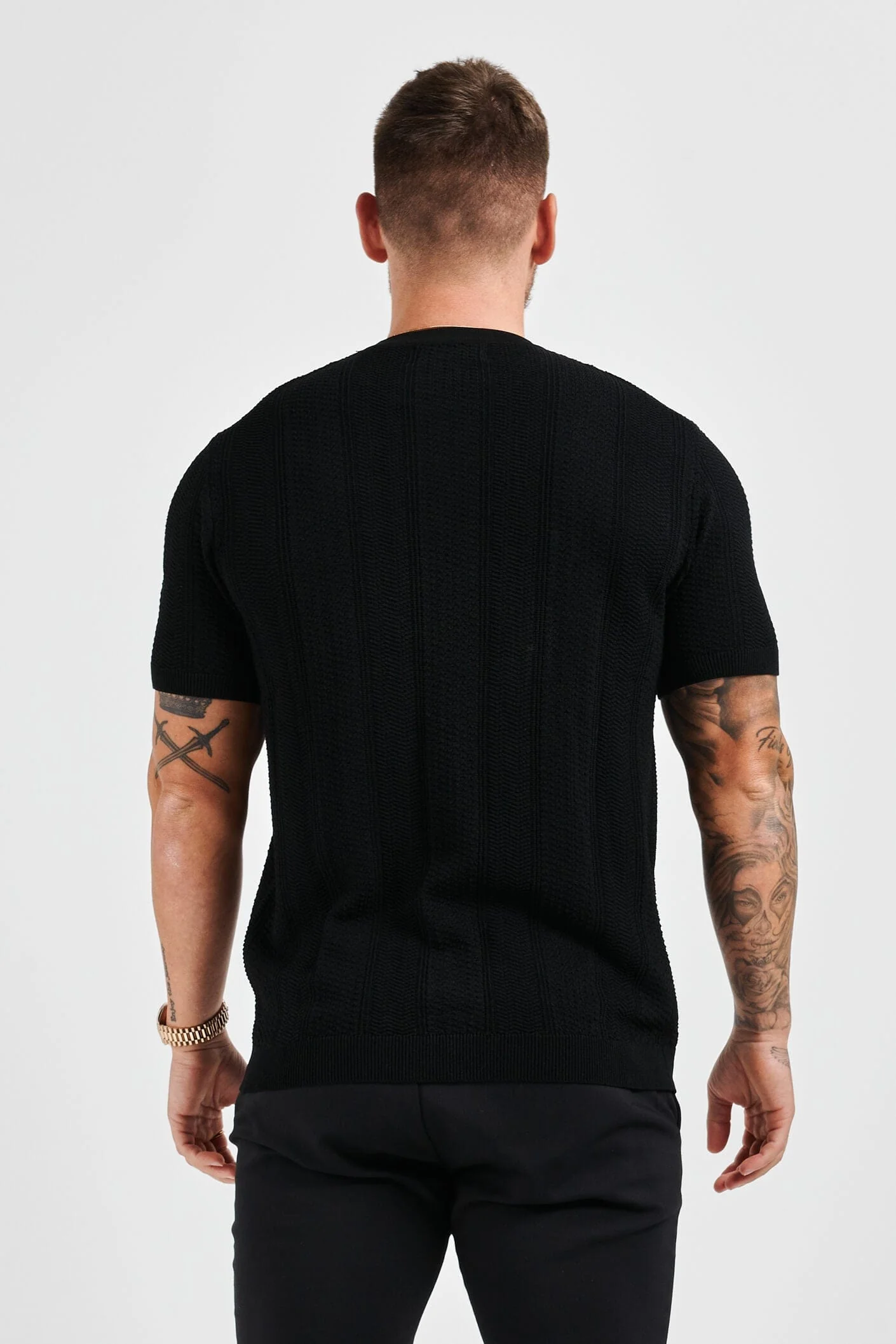 TEXTURED TEE - BLACK - Image 7