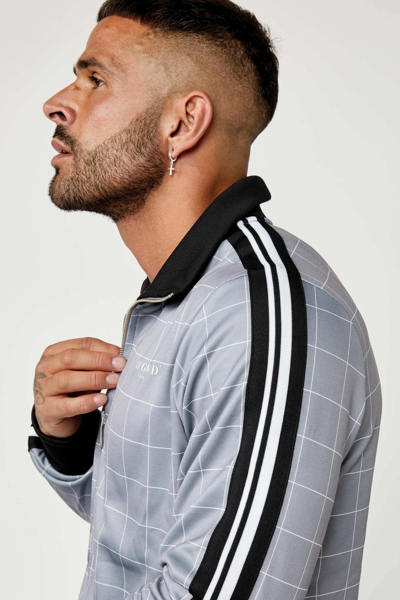 TRACK JACKET IN WINDOWPANE CHECK - GREY - Image 2