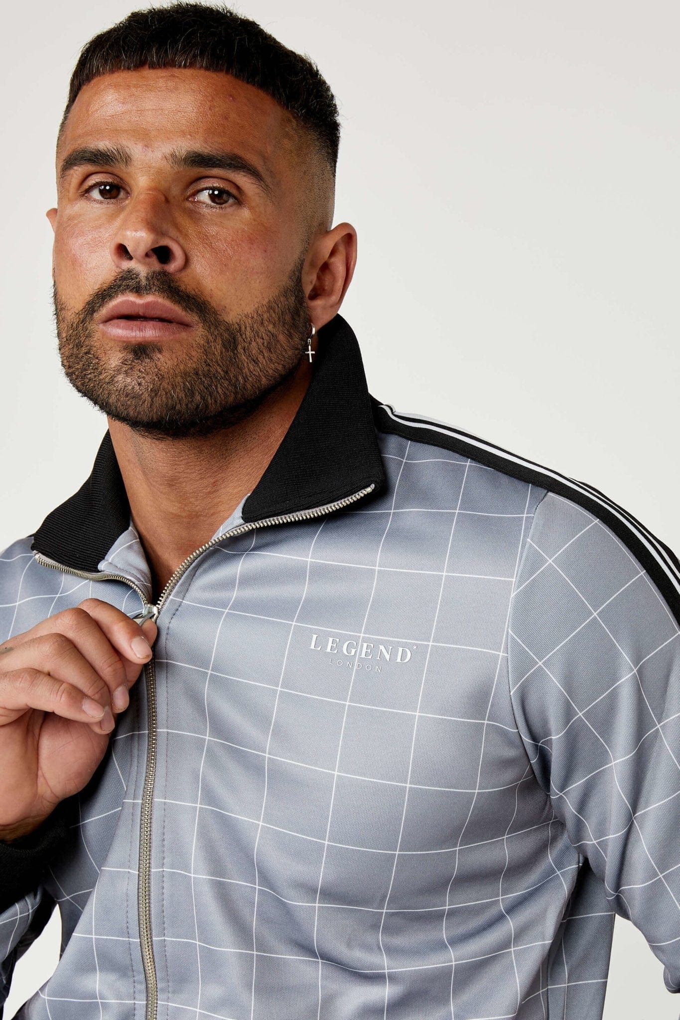 TRACK JACKET IN WINDOWPANE CHECK - GREY - Image 7