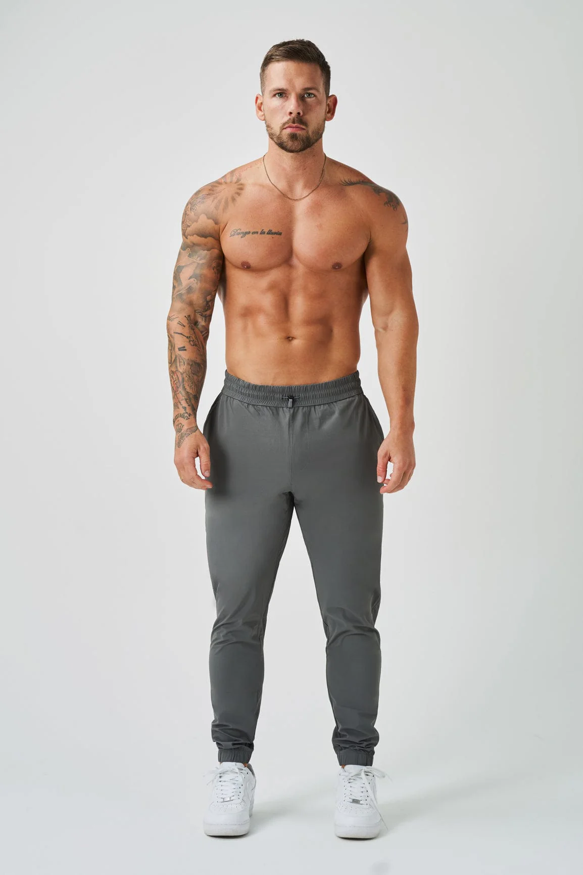 TRACKSUIT JOGGERS - LIGHT GREY - Image 2