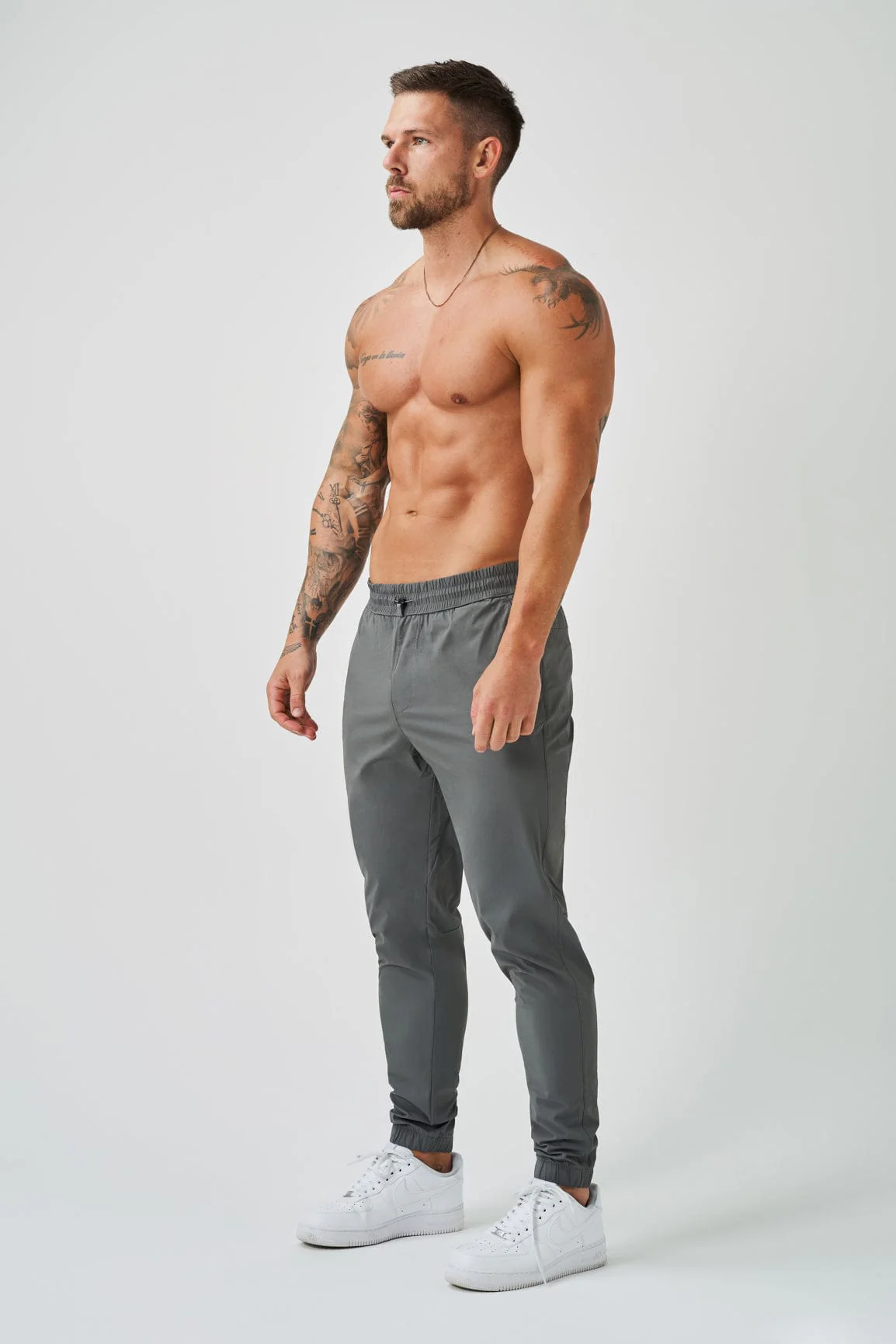 TRACKSUIT JOGGERS - LIGHT GREY - Image 3