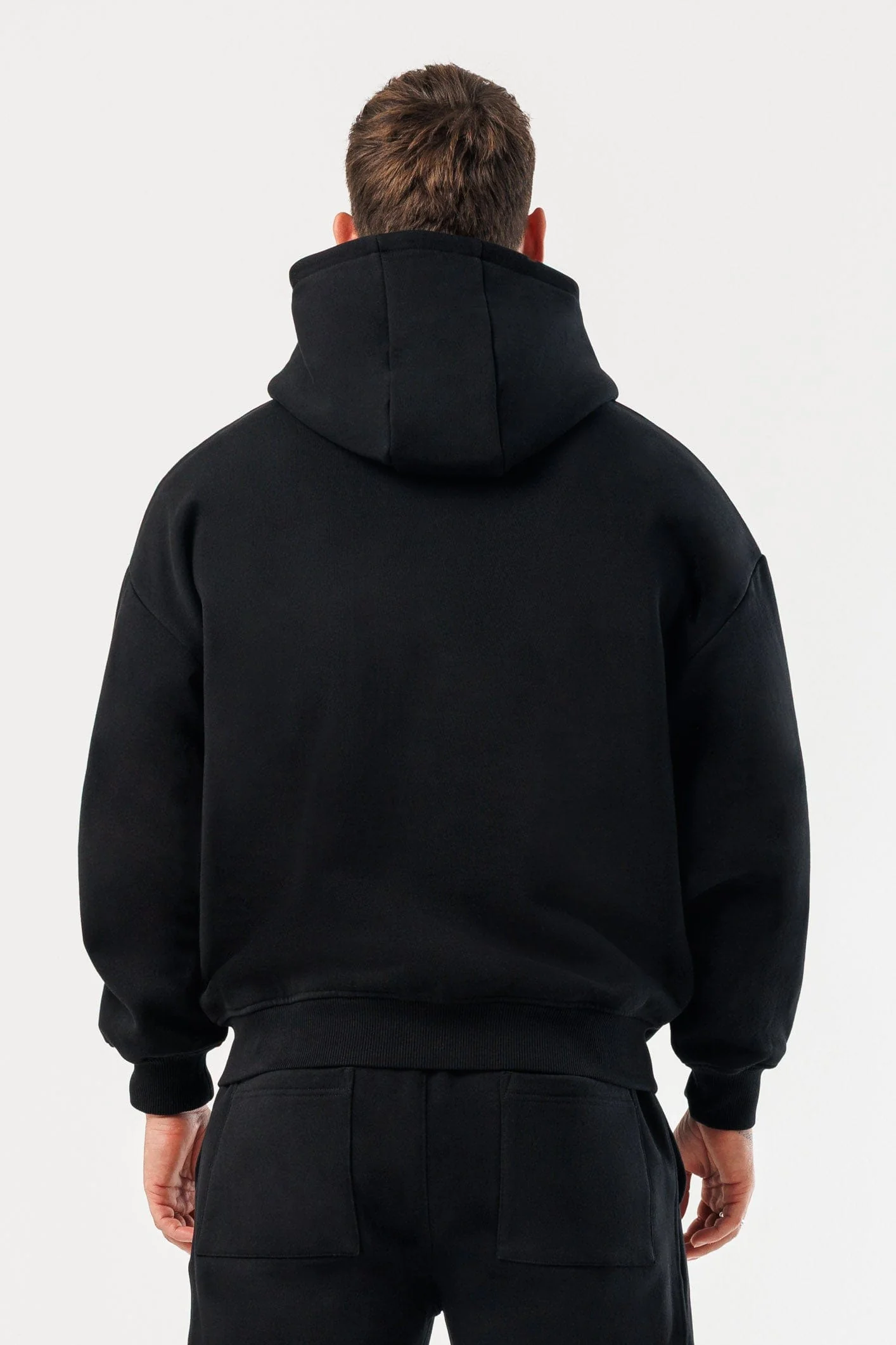 ZIPPED HOODIE - BLACK - Image 7