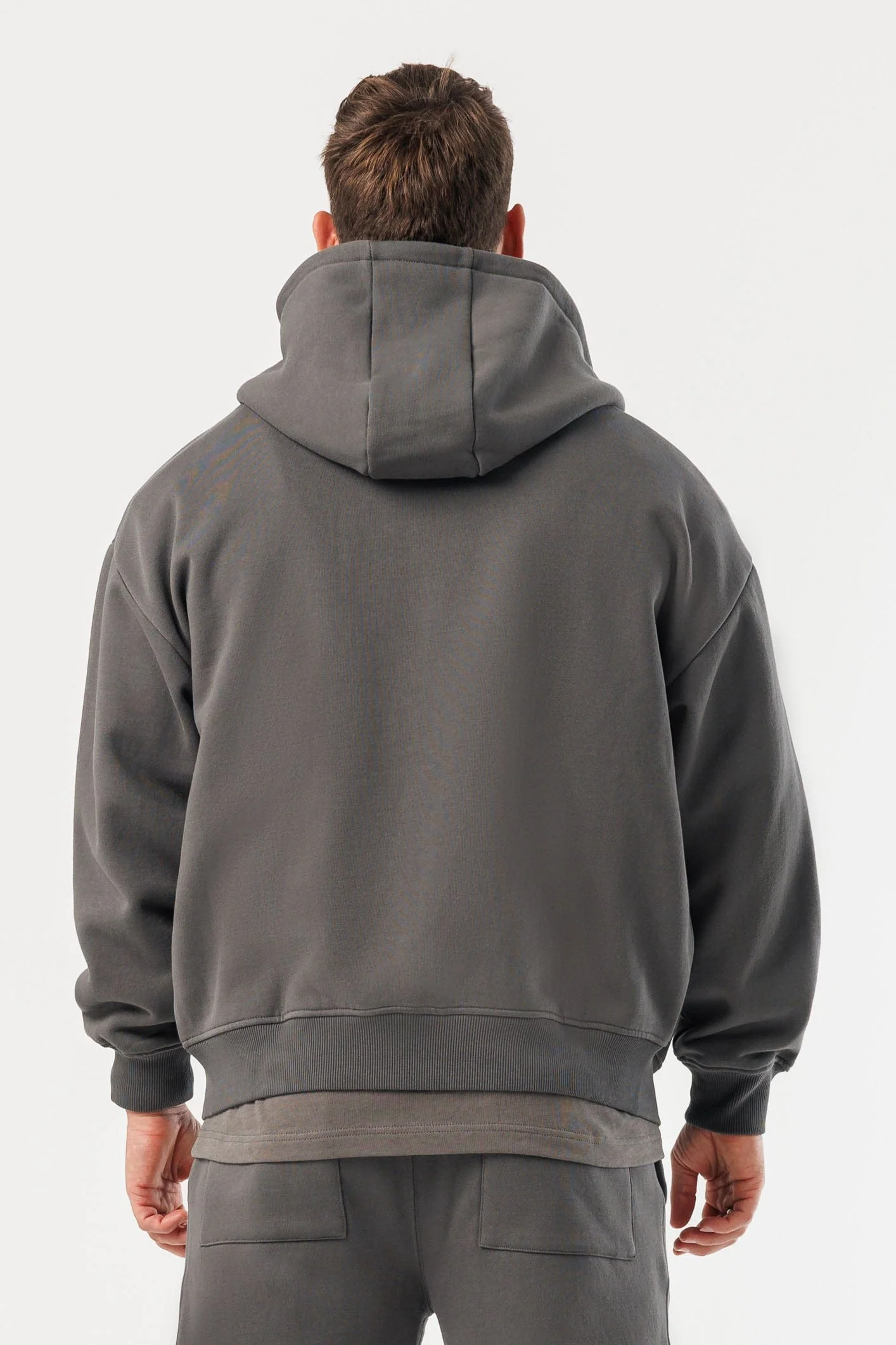 ZIPPED HOODIE - DARK GREY - Image 8