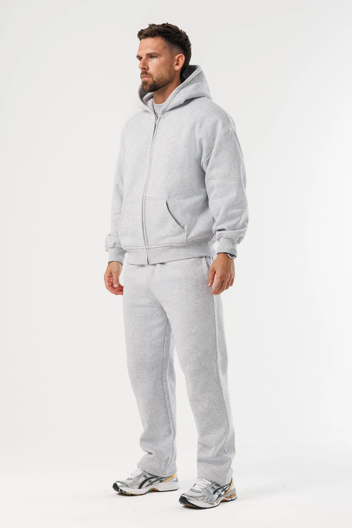 ZIPPED HOODIE - GREY MARL - Image 5