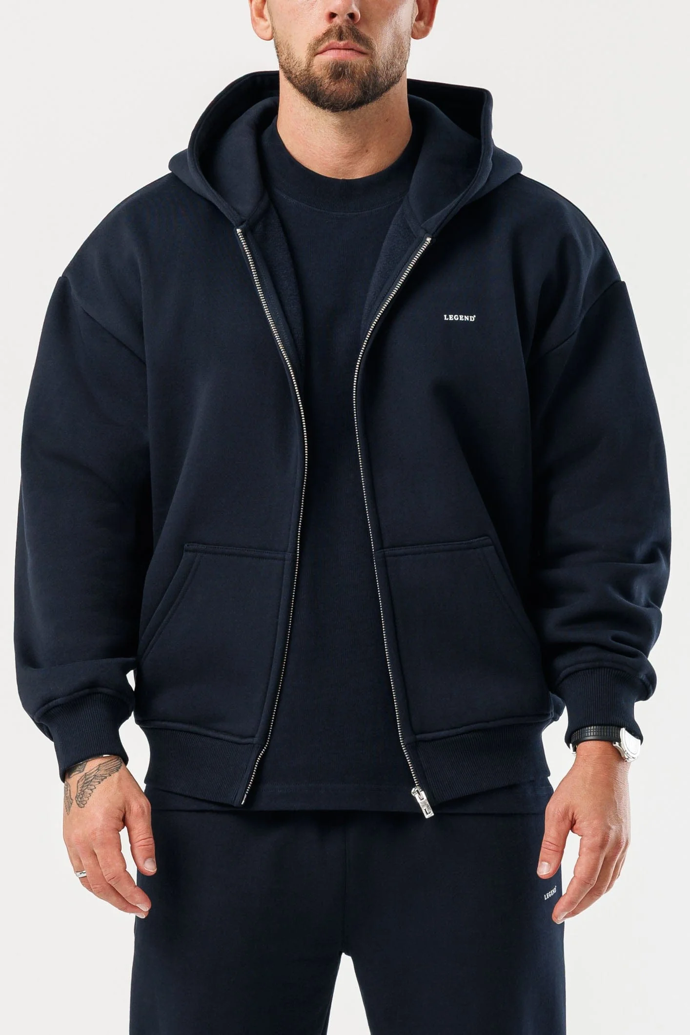 ZIPPED HOODIE - NAVY