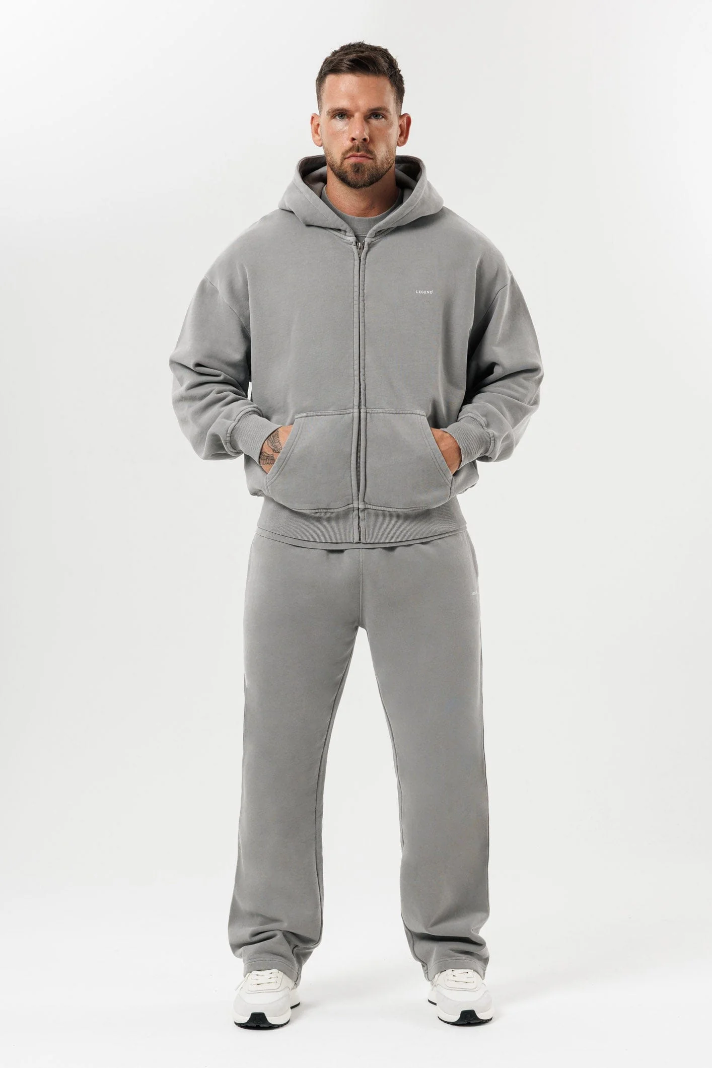 ZIPPED HOODIE - WASHED GREY - Image 8