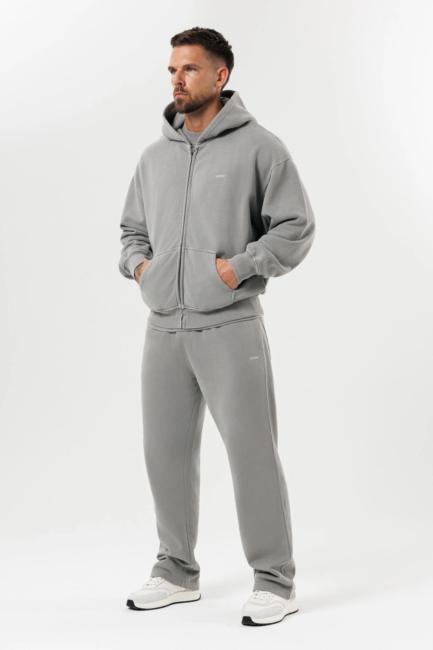 ZIPPED HOODIE - WASHED GREY - Image 9